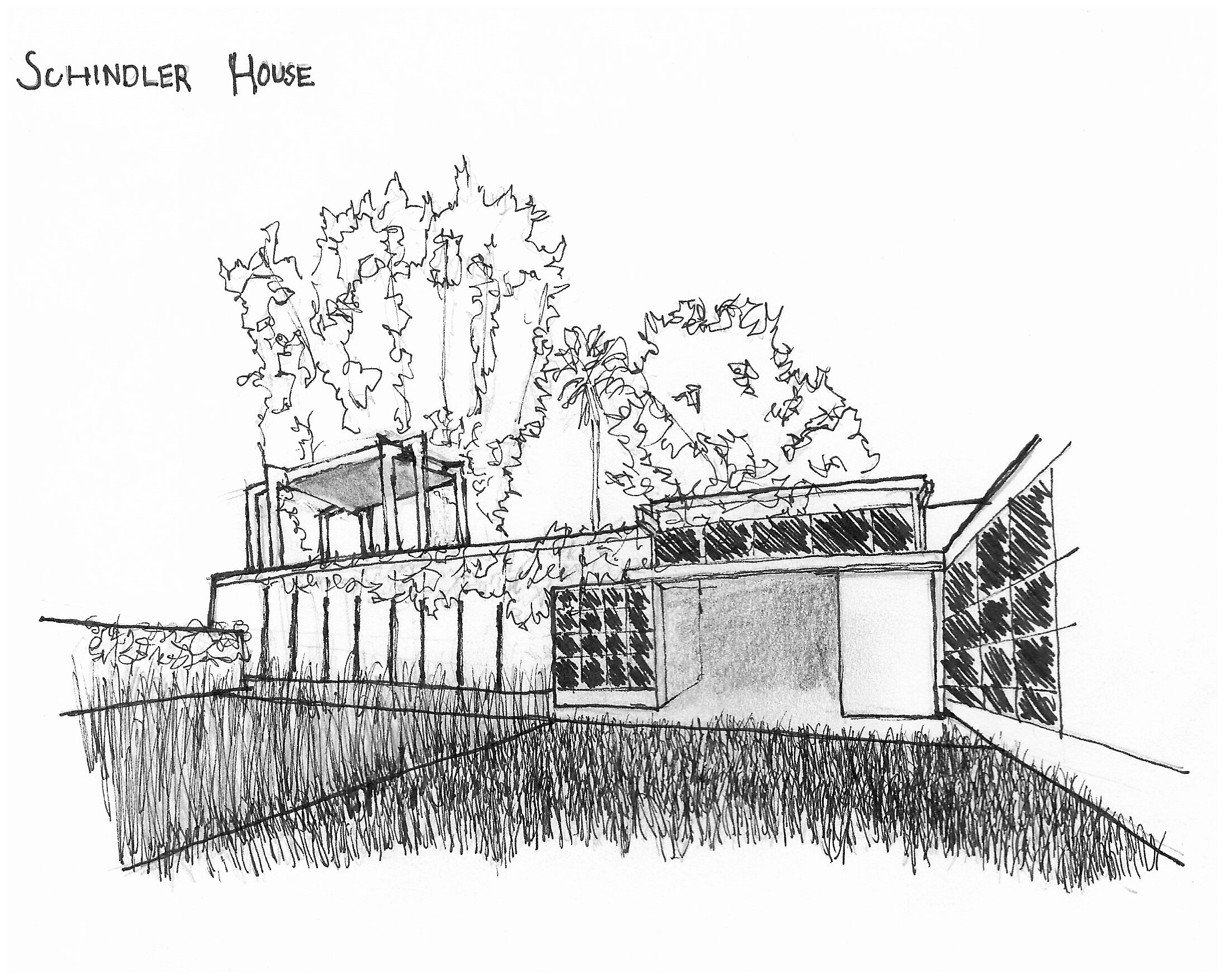 SCHINDLER HOUSE - Two-point perspective