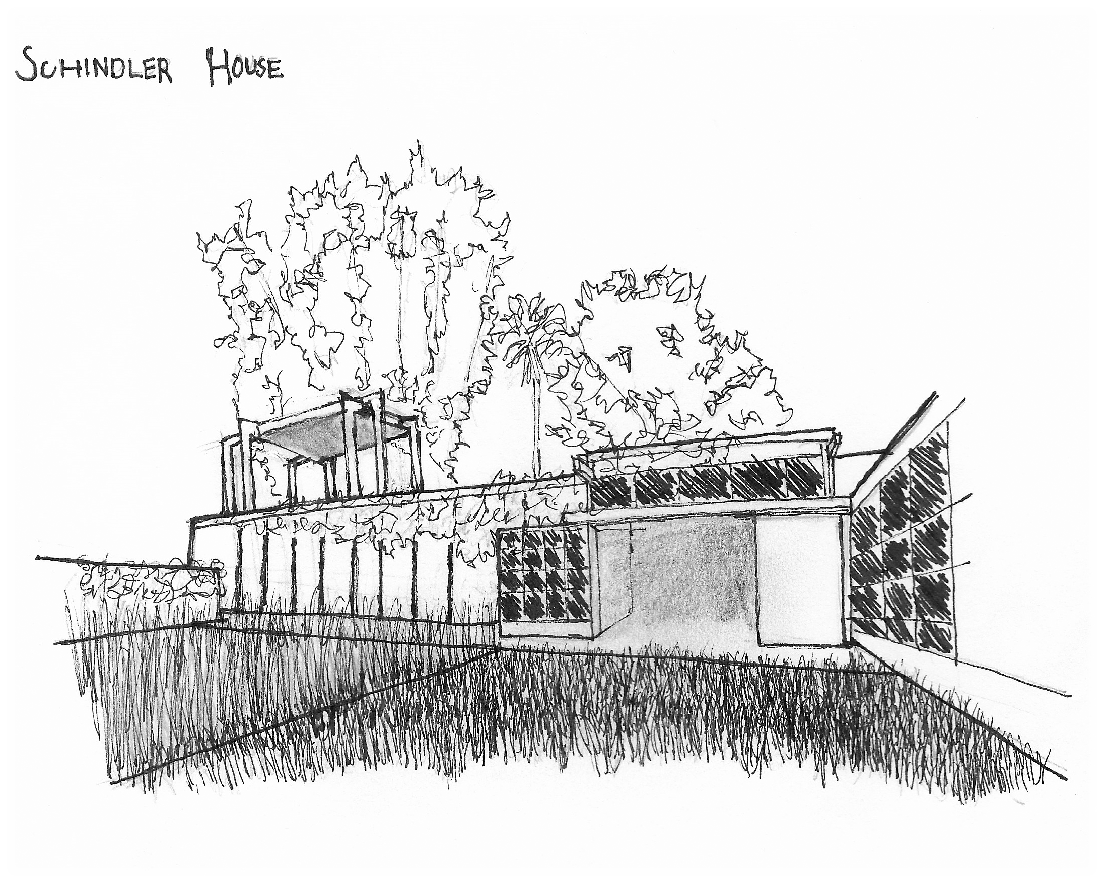 SCHINDLER HOUSE - Two-point perspective